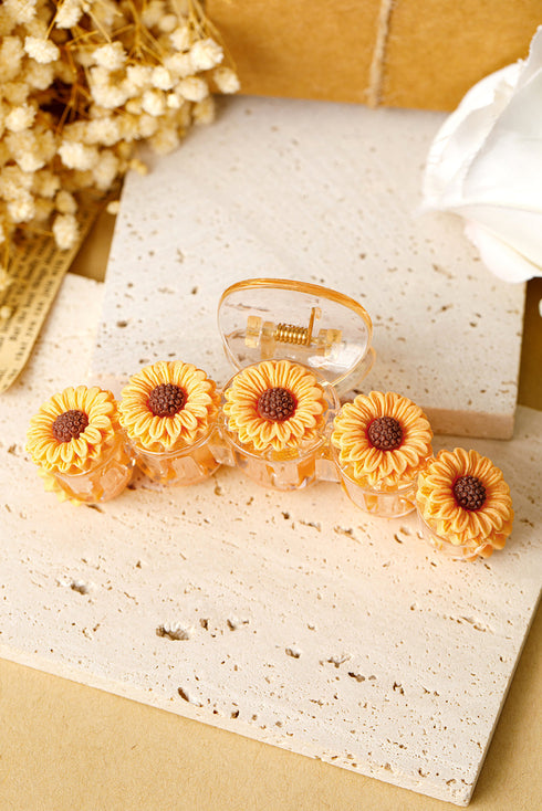 Jurassic Motif And Sunflower Resin Hair Claw Clip