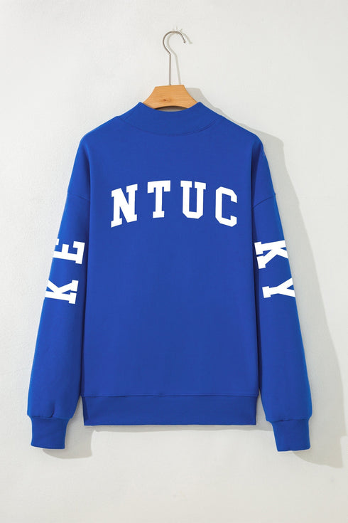 Kentucky Letter Print Mock Neck Graphic Sweatshirt