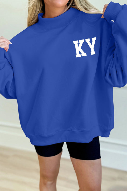 Kentucky Letter Print Mock Neck Graphic Sweatshirt