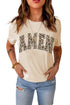 Khaki Amen Leopard Print Short Sleeve Graphic T Shirt