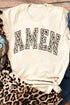 Khaki Amen Leopard Print Short Sleeve Graphic T Shirt