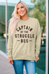 Khaki Captain Of The Struggle Bus Graphic Sweatshirt