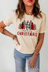 Khaki Christmas Plaid Leopard Tree Graphic Tee