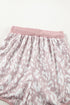 Khaki Classic Leopard Arched Hem Elastic Waist Casual Shorts