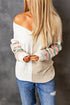 Khaki Contrast Striped Sleeve Sweater
