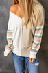 Khaki Contrast Striped Sleeve Sweater
