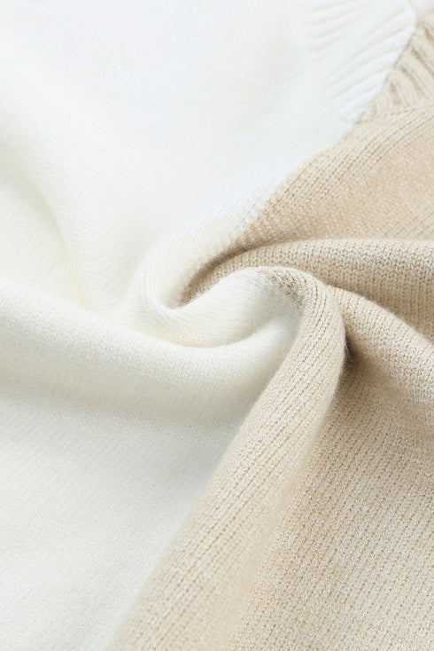 Khaki Contrast Striped Sleeve Sweater