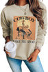Khaki Cowboy Take Me Away Graphic Print Pullover Sweatshirt