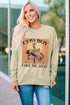 Khaki Cowboy Take Me Away Graphic Print Pullover Sweatshirt