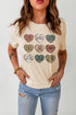 Khaki Heart Shaped Letters Print Crewneck Graphic Tee