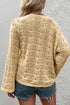 Khaki Hollowed Knit Asymmetric Drawstring Sweater