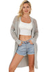 khaki Hollowed Mix Pattern Knitted Long Sweater Cardigan