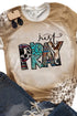 Khaki Just Pray Weatern Fashion Leopard Bleached Tee