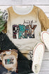 Khaki Just Pray Weatern Fashion Leopard Bleached Tee