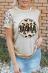 Khaki MAMA Leopard Bleached Print Crew Neck T Shirt