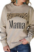 Khaki Mama Leopard Print Crewneck Pullover Sweatshirt