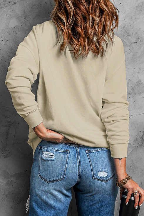 Khaki Mama Needs All Day Everyday Letters Graphic Sweatshirt