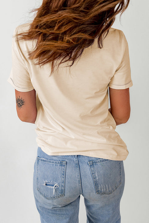 Khaki Mom Floral Letter Print T Shirt