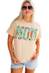 Khaki Mom Floral Letter Print T Shirt