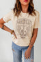 Khaki Nashville Letter Guitar Graphic Print Short Sleeve T Shirt