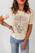 Khaki Nashville Letter Guitar Graphic Print Short Sleeve T Shirt