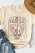 Khaki Nashville Letter Guitar Graphic Print Short Sleeve T Shirt