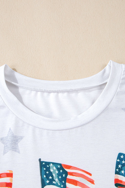Khaki Patriotic Flag Bow Graphic Starry Round Neck T Shirt