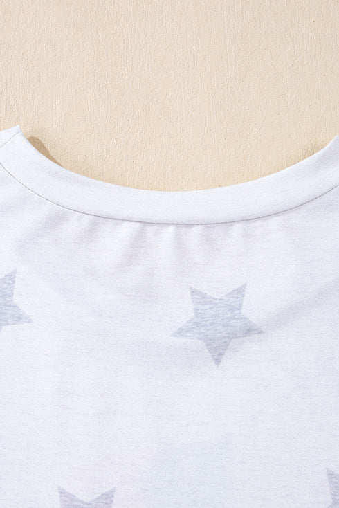 Khaki Patriotic Flag Bow Graphic Starry Round Neck T Shirt