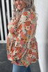 Khaki Plus Size Flower Print Square Neck Peplum Blouse