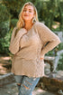 Khaki Plus Size Lace Waffle Knit Top
