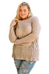 Khaki Plus Size Lace Waffle Knit Top