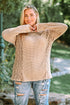 Khaki Plus Size Lace Waffle Knit Top