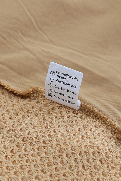 Khaki Plus Size Lace Waffle Knit Top