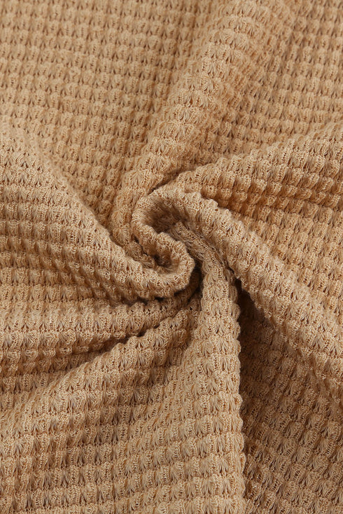 Khaki Plus Size Lace Waffle Knit Top