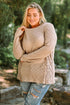 Khaki Plus Size Lace Waffle Knit Top
