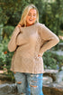 Khaki Plus Size Lace Waffle Knit Top