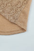 Khaki Plus Size Lace Waffle Knit Top