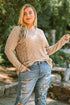 Khaki Plus Size Lace Waffle Knit Top