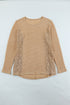 Khaki Plus Size Lace Waffle Knit Top