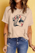 Khaki Poker Queen Embroidered Graphic Tee