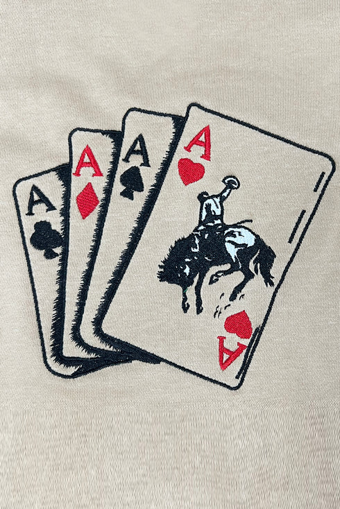 Khaki Poker Queen Embroidered Graphic Tee