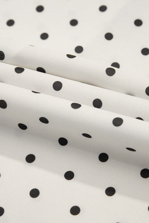 Khaki Polka Dot Surplice V Neck Tied Waist Flutter Sleeve Flowy Plus Size Midi Dress