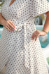 Khaki Polka Dot Surplice V Neck Tied Waist Flutter Sleeve Flowy Plus Size Midi Dress