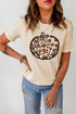 Khaki Pumpkin Leopard Print Short Sleeve Graphic T Shirt