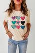 Khaki Valentines Multi Pattern Heart Print T Shirt