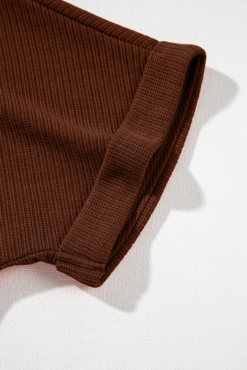 Knit Zip Front V Neck Relaxed Romper