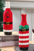 Knitted Cotton Striped Jingle Bell Bottle Sleeve