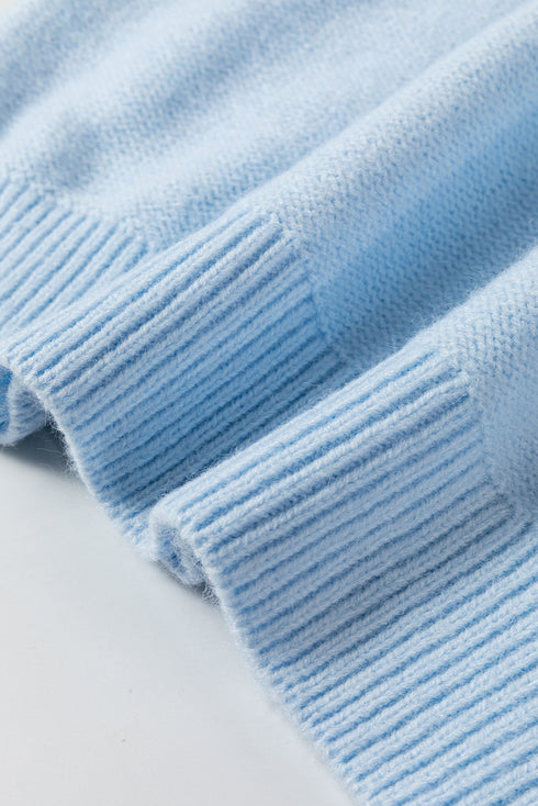 Knitted Flower Pattern Ribbed Edge Sweater