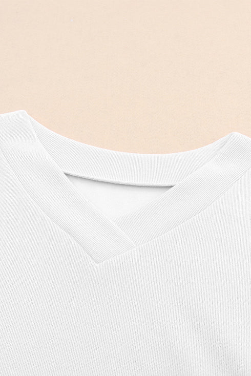 Knitted V Neck Buttoned Cuffs Sweater