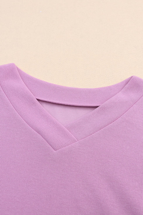 Knitted V Neck Buttoned Cuffs Sweater